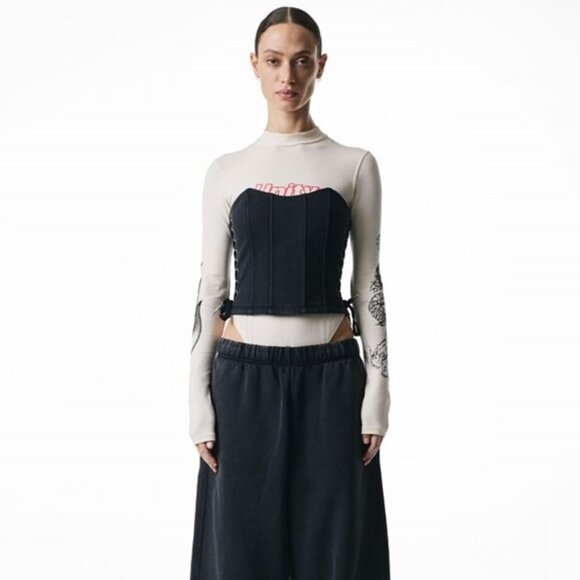 H&M Heron Preston Collab Limited Edition Black Washed Look Corset M NWT - Picture 3 of 11